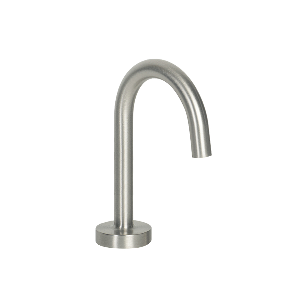 Luna Goose Neck Brushed Nickel Finish Freestanding Dual Automatic Commercial Sensor Faucet And Soap Dispenser