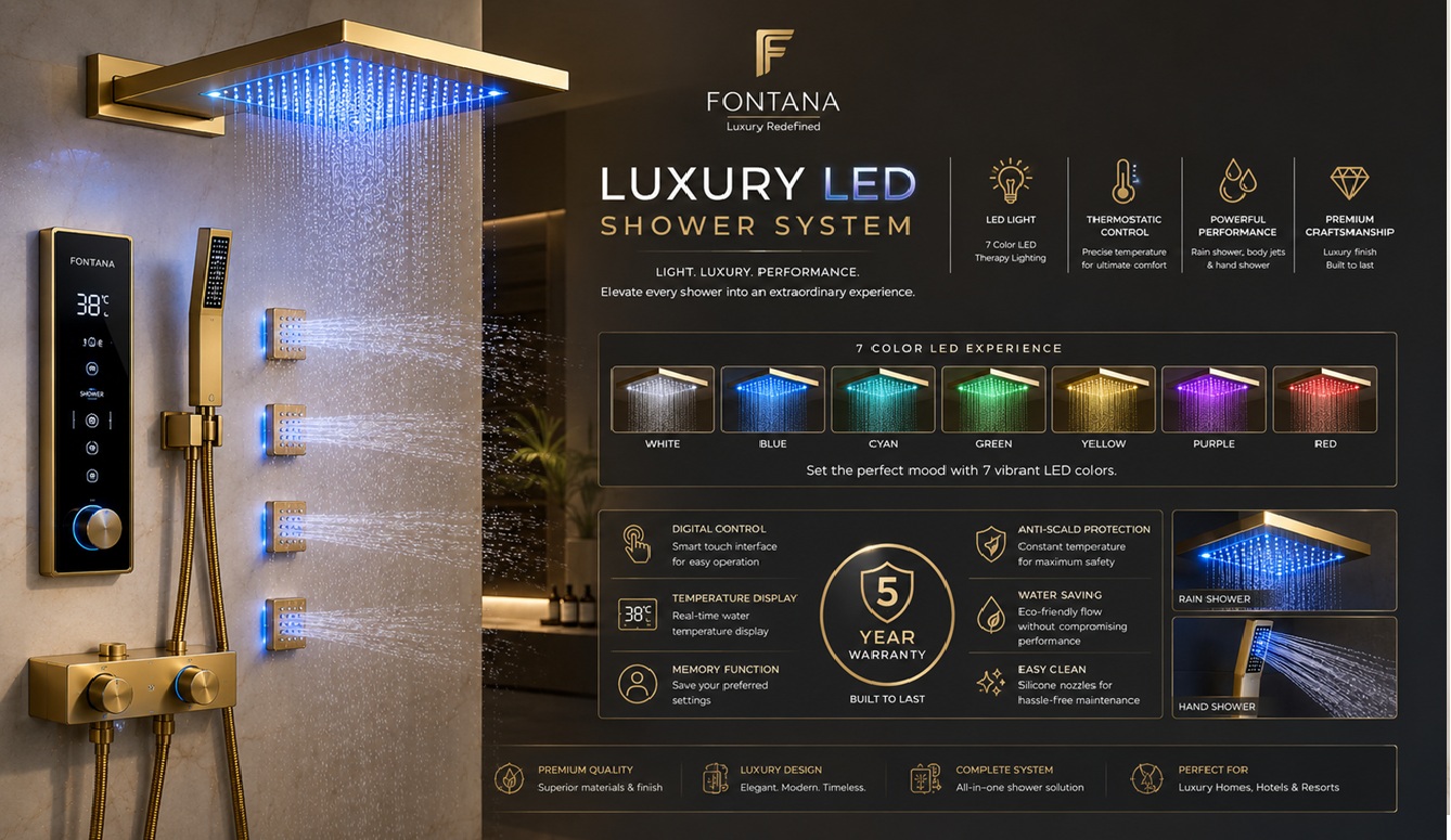 Luxury LED shower system