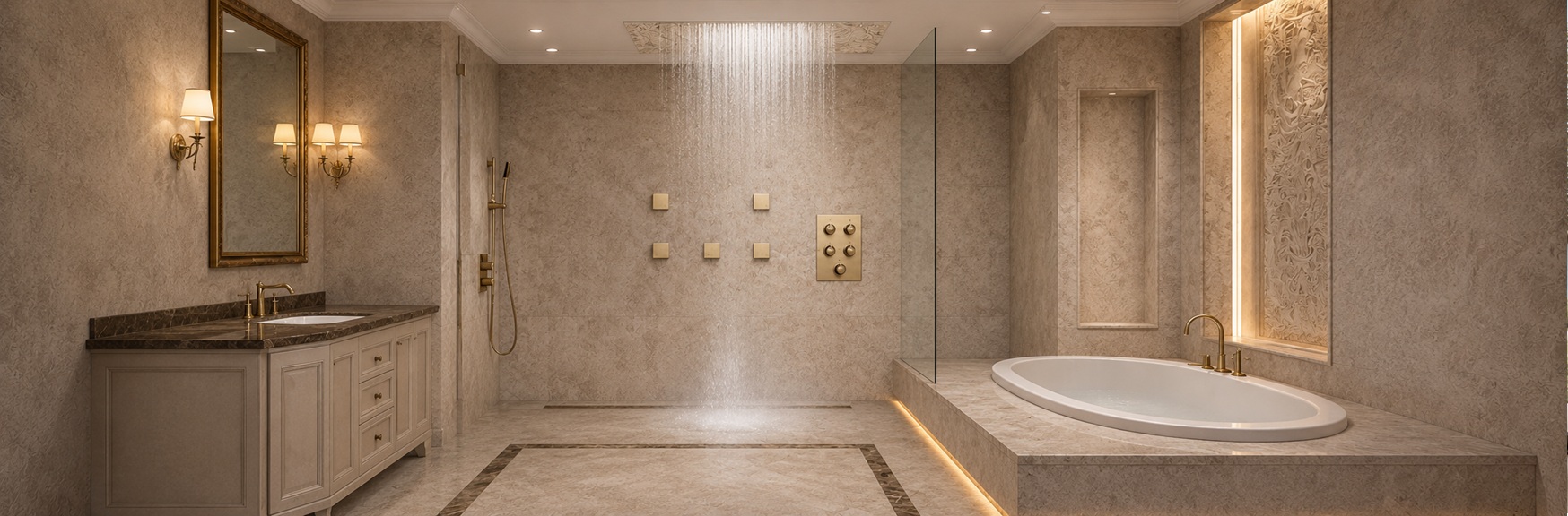 BathSelect luxury hospitality shower systems for hotels, resorts, spa suites, and premium guest bathrooms