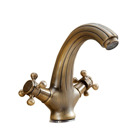 Naples Antique Double Handle Bathroom Sink Faucet Gold