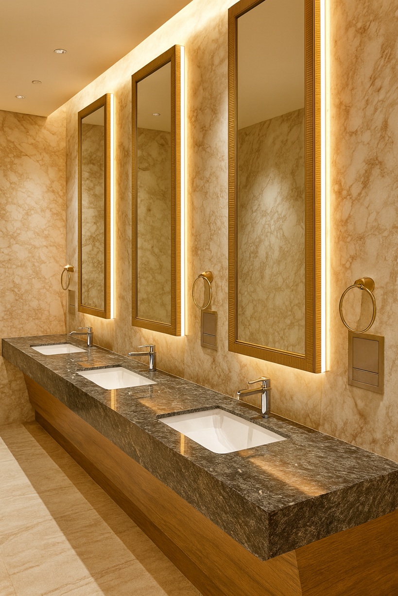Touchless bathroom faucets for commercial restrooms