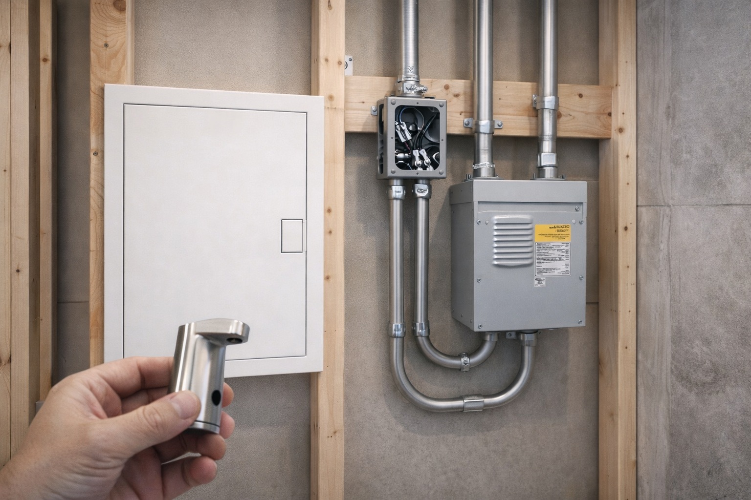 Power and service access: transformer location and access panel planning for hardwired installs