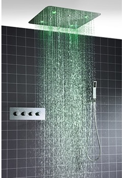 Square LED Light Ceiling Shower With 20 SPA Spray Concealed