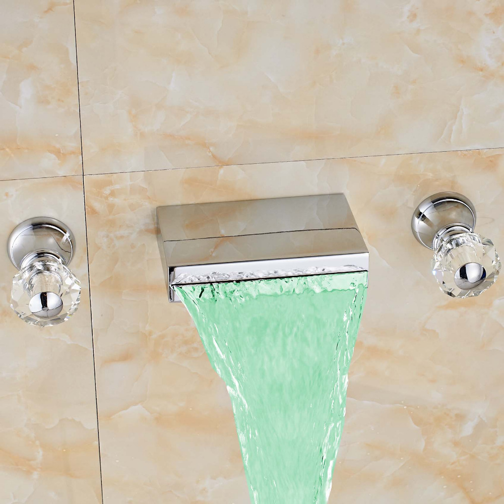 Regina Wall Mount LED Bathroom Sink Faucet Crystal Handle