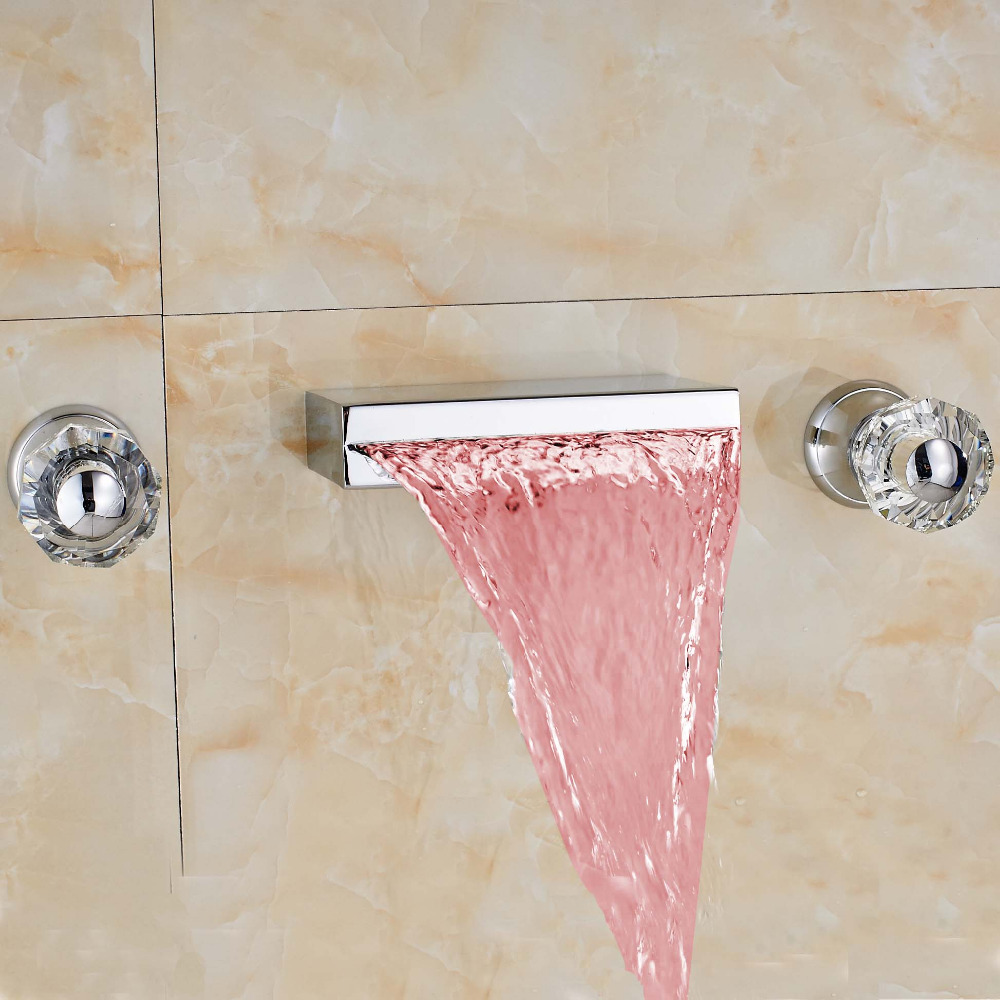 Regina Wall Mount LED Bathroom Sink Faucet Crystal Handle