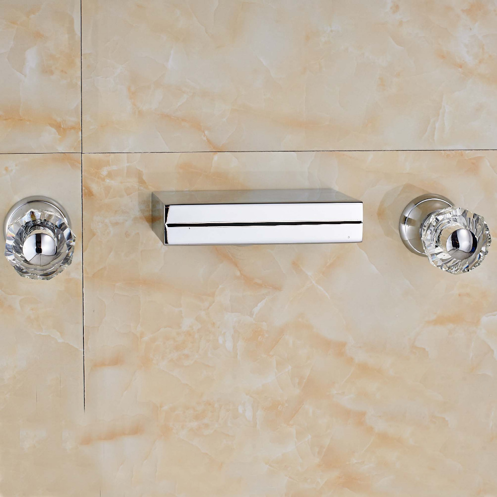 Regina Wall Mount LED Bathroom Sink Faucet Crystal Handle