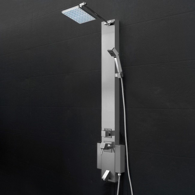 Reno Fontana Hammer Stainless Steel Rainfall Shower Panel with Square Handheld Shower Head
