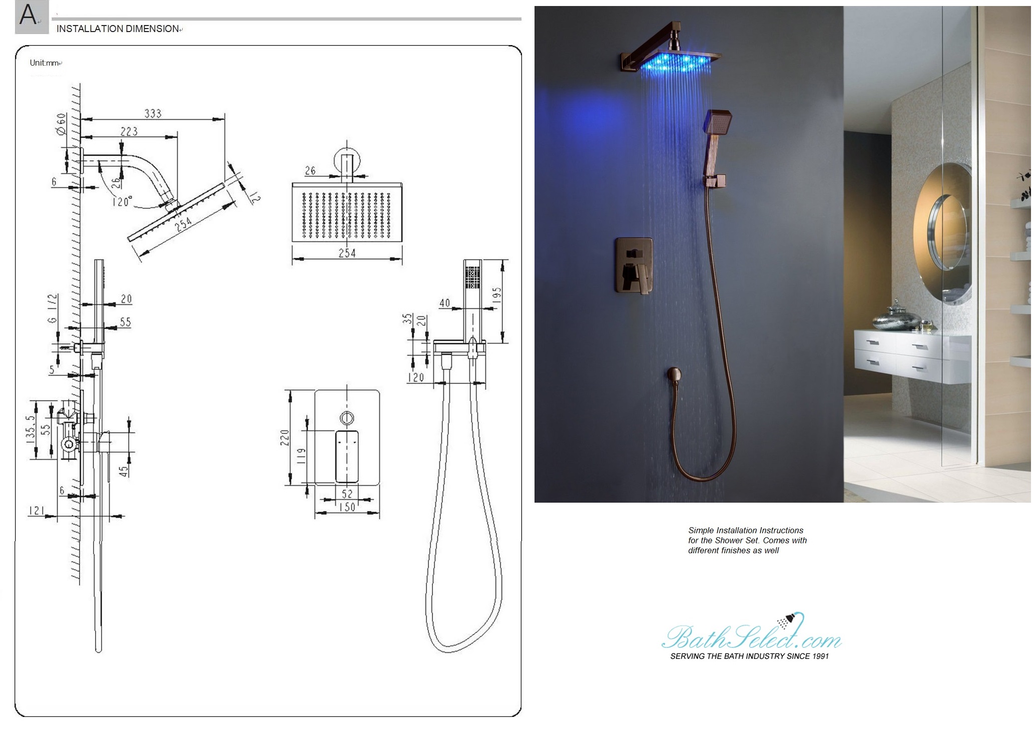 Rivera Oil Rubbed Bronze LED Shower Set Installation Instructions