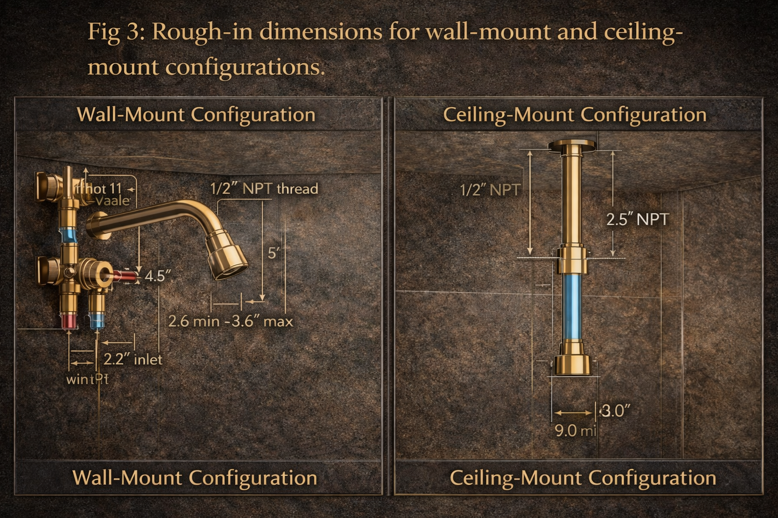 Rough-in dimensional diagram