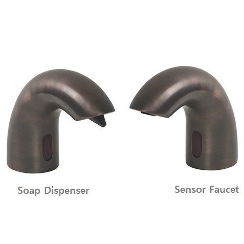 Dual Automatic Deck Mount Antique Bronze Finish Commercial Sensor Faucet And Soap Dispenser