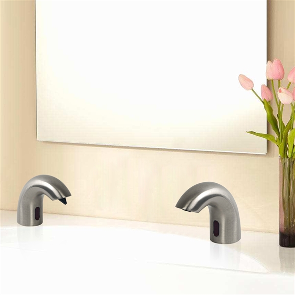 Sierra Deck Mount Brushed Nickel Finish Dual Automatic Commercial Sensor Faucet And Soap Dispenser