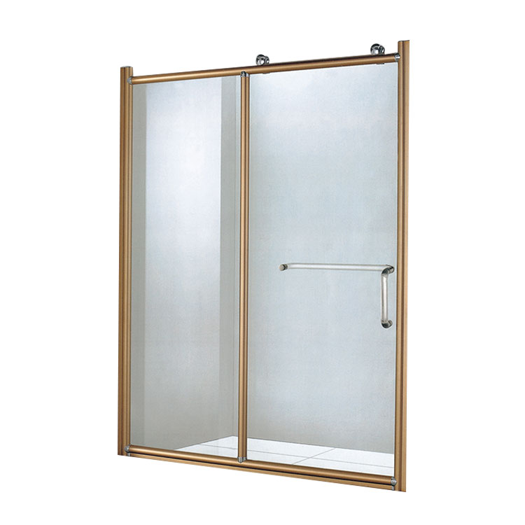 Tempered Glass Sliding Shower Door In Brushed Gold Finish Frame
