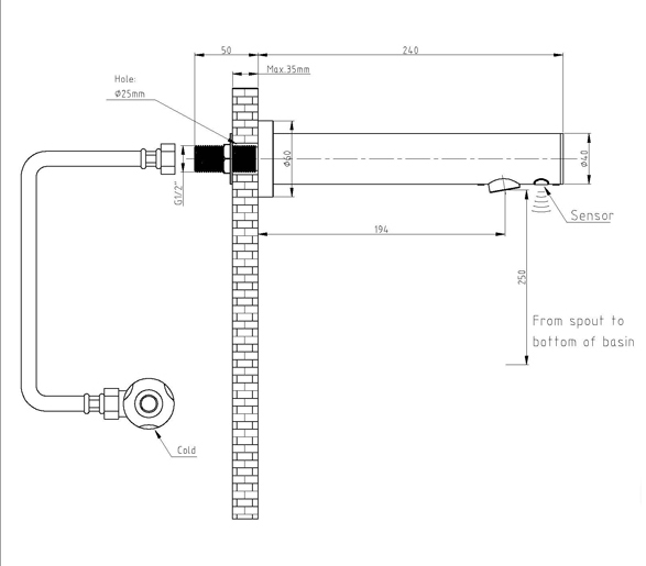 Valentina Integrated automatic motion sensor touchless faucet with temperature control