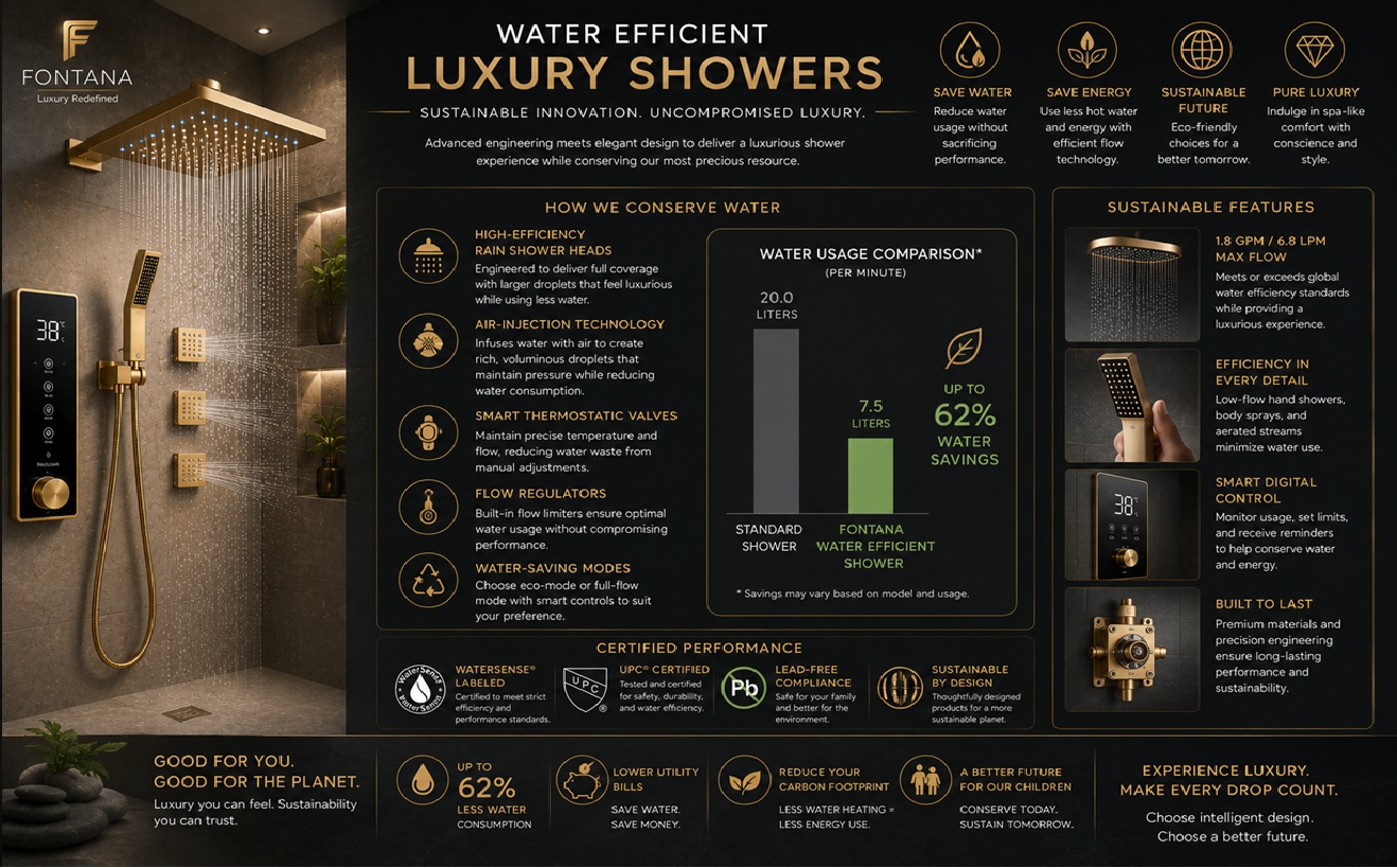 Water efficient luxury showers