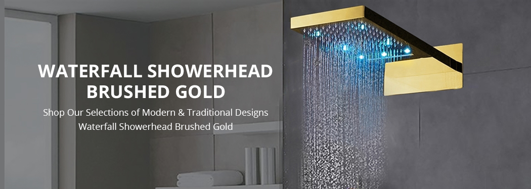 Waterfall Showerhead Brushed Gold | BathSelect