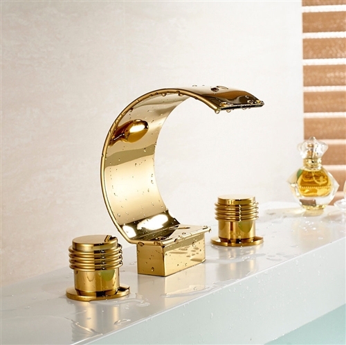 Wella-Deck-Mount-Waterfall-Sink-Faucet-Gold-Finish