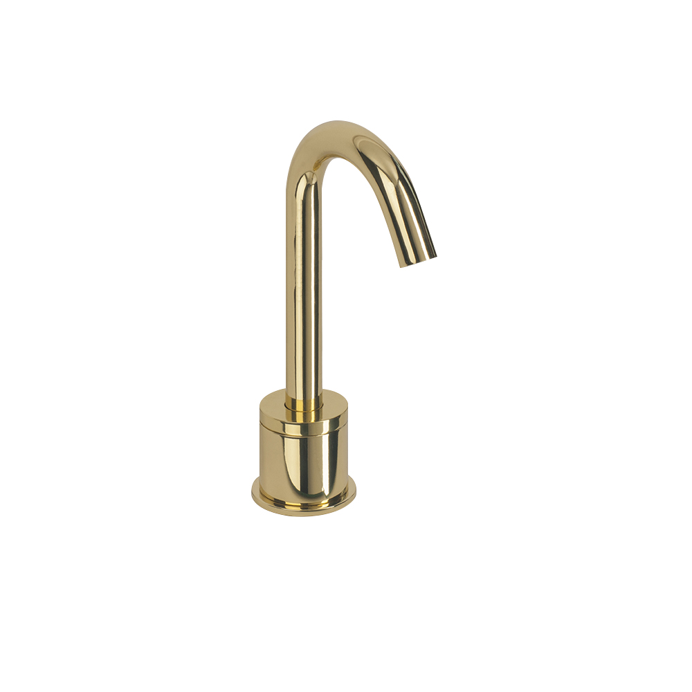 Wella Goose Neck Shiny Gold Finish Freestanding Dual Automatic Commercial Sensor Faucet And Soap Dispenser