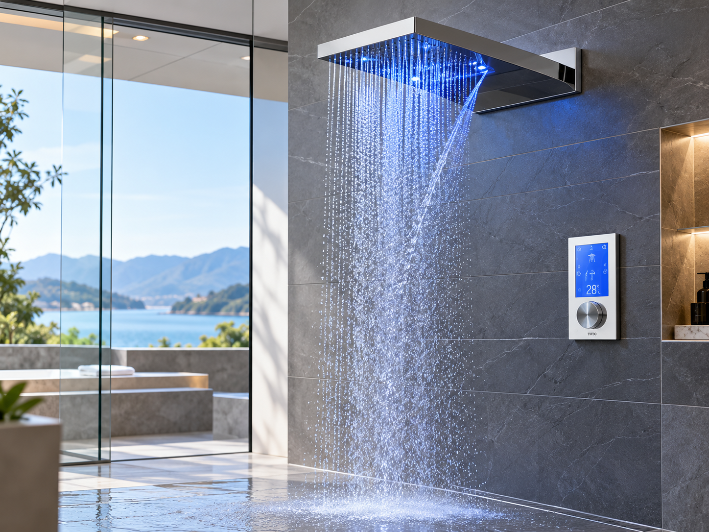 Water-conscious smart shower system with precision water delivery for hospitality and wellness projects