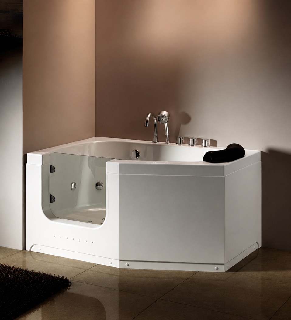 Accessible Walk-In Whirlpool Bathtub with Glass Door
