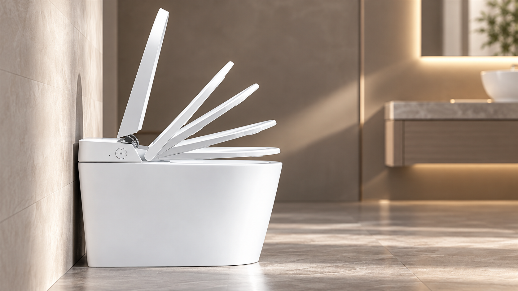 BathSelect Rayo matte white smart toilet with remote-controlled bidet functionality for luxury residential bathrooms