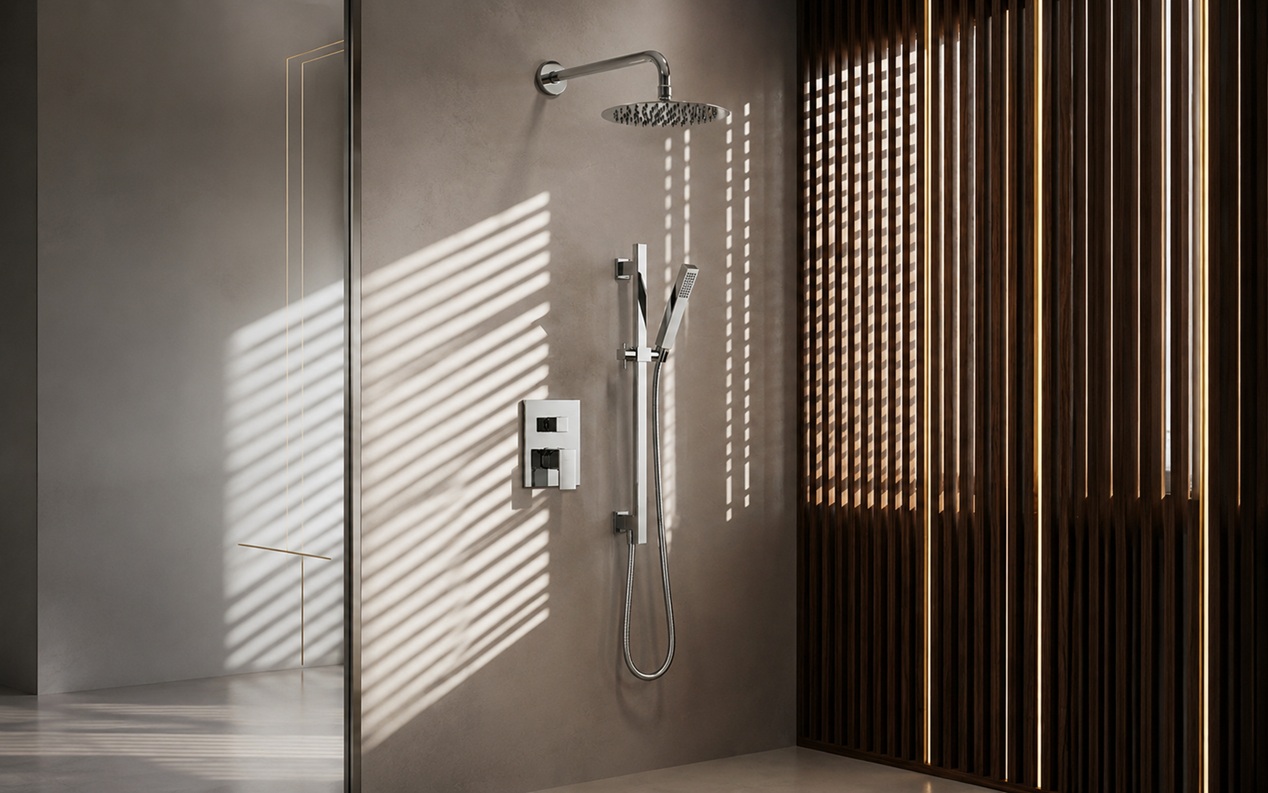 BathSelect exposed shower configuration for hospitality bathrooms