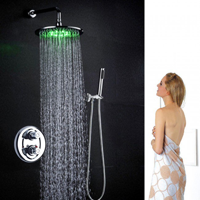 Venice Round Wall Mount Color Changing LED Rain Shower Head Set