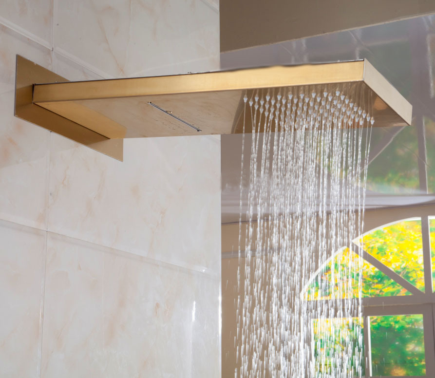 Gold Bathroom Wall Mount Solid Brass Two ways Shower Head
