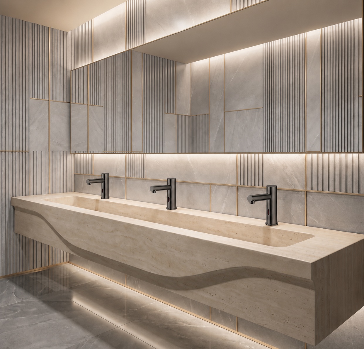 Accessible hotel bathroom faucets