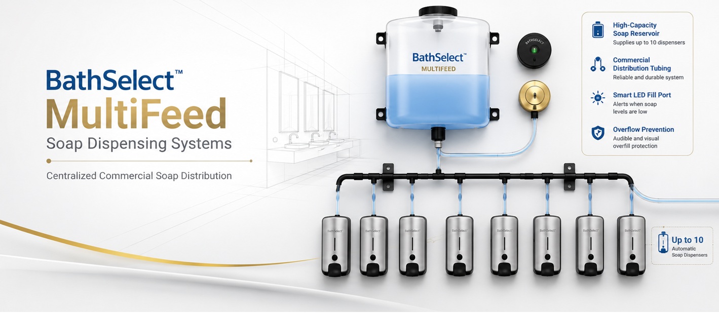BathSelect centralized MultiFeed soap distribution system banner