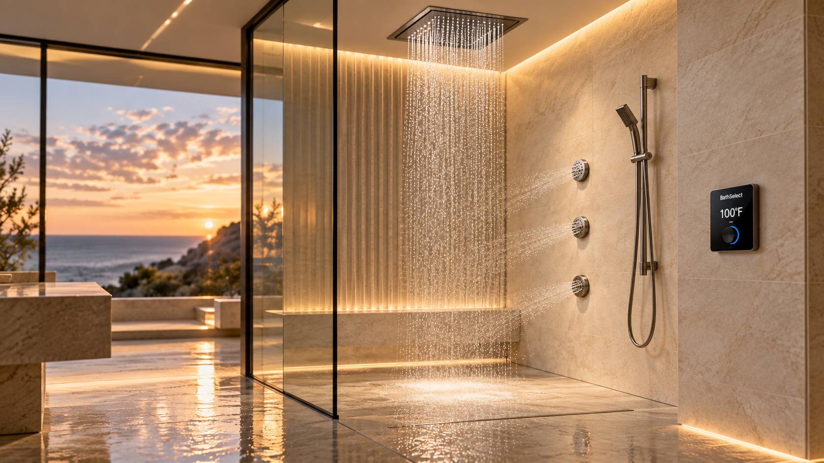 Large shower head specification for commercial and architectural bathroom projects