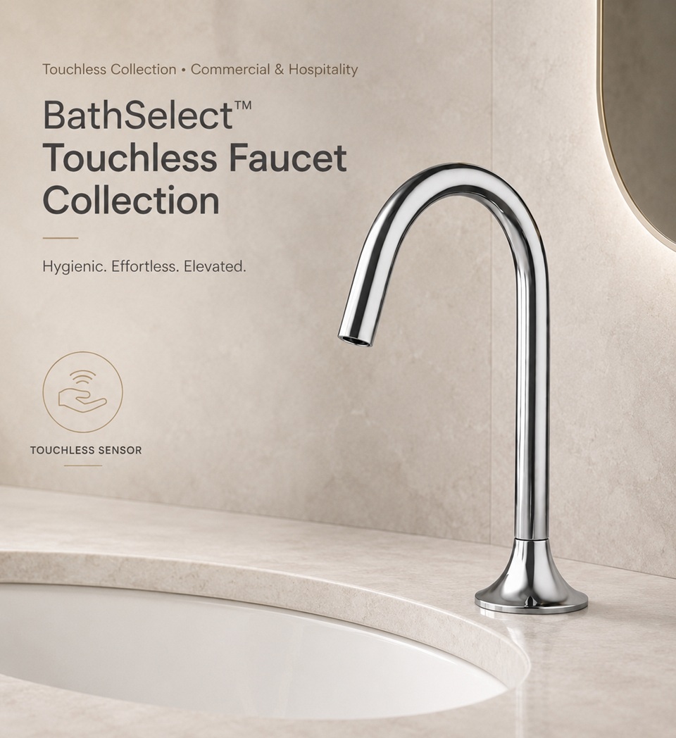 BathSelect touchless faucet collection for commercial and hospitality projects