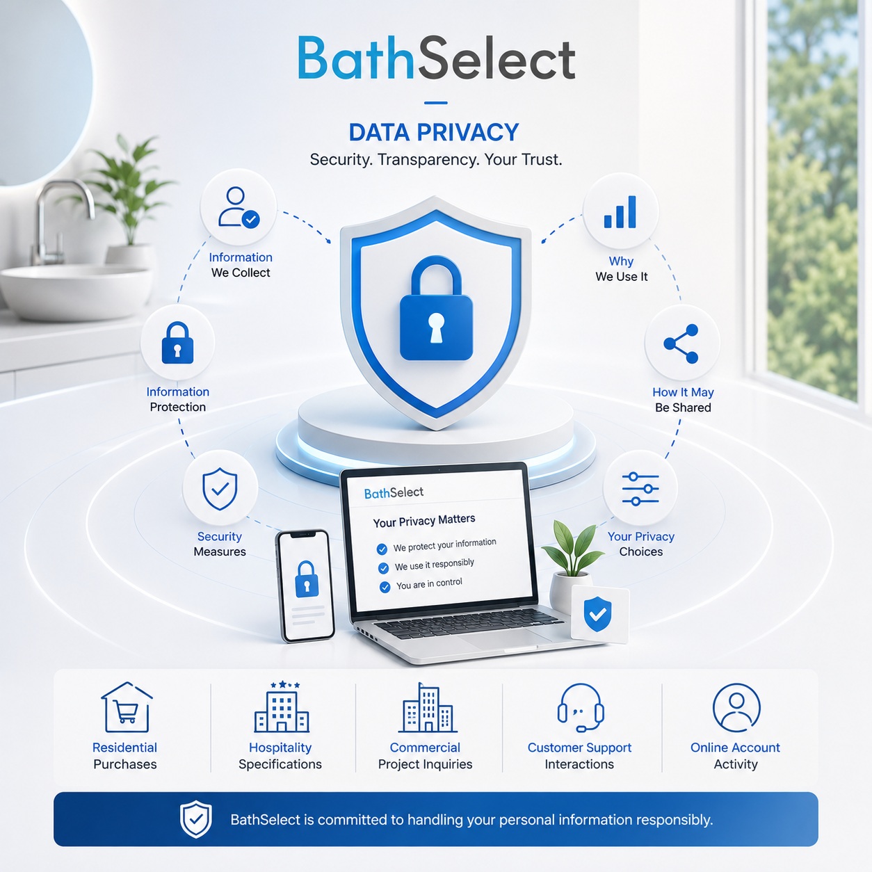 BathSelect architectural bathroom environment representing secure project and customer information practices