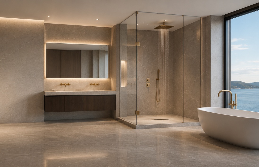 BathSelect luxury shower system planned for a premium hospitality bathroom