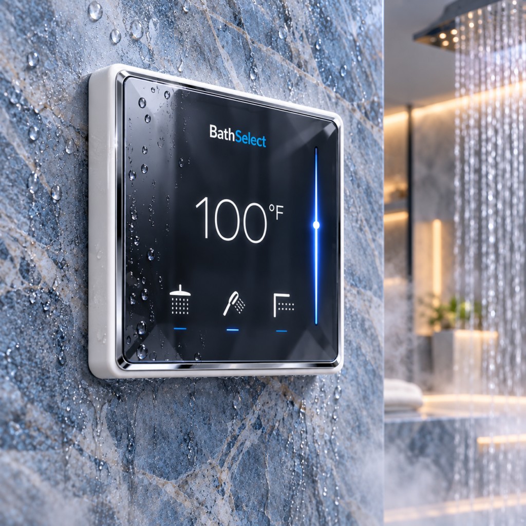 BathSelect digital thermostatic shower control panel for service and maintenance records