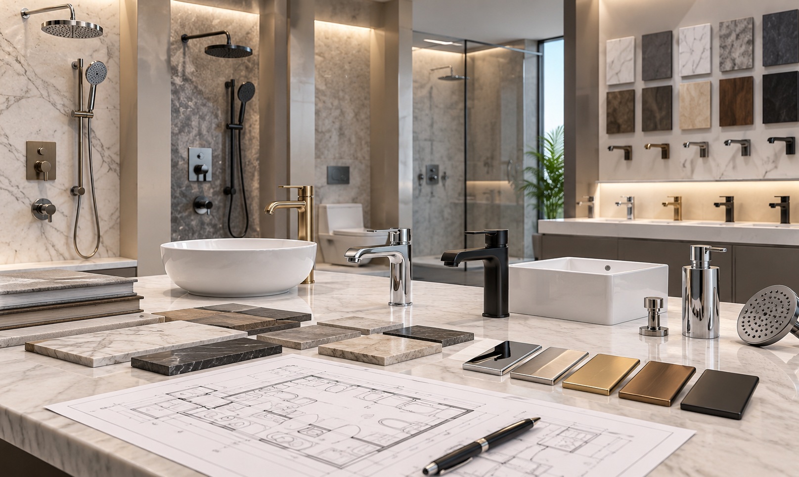 Bathroom fixture schedule planning with coordinated product selections quantities and finish specifications