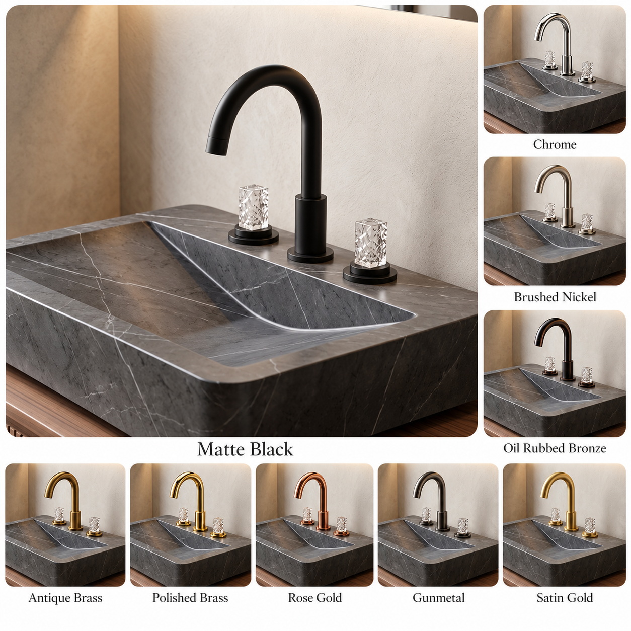 BathSelect TwinLuxara Matte Black dual-handle deck-mounted bathroom faucet BS20194MBL