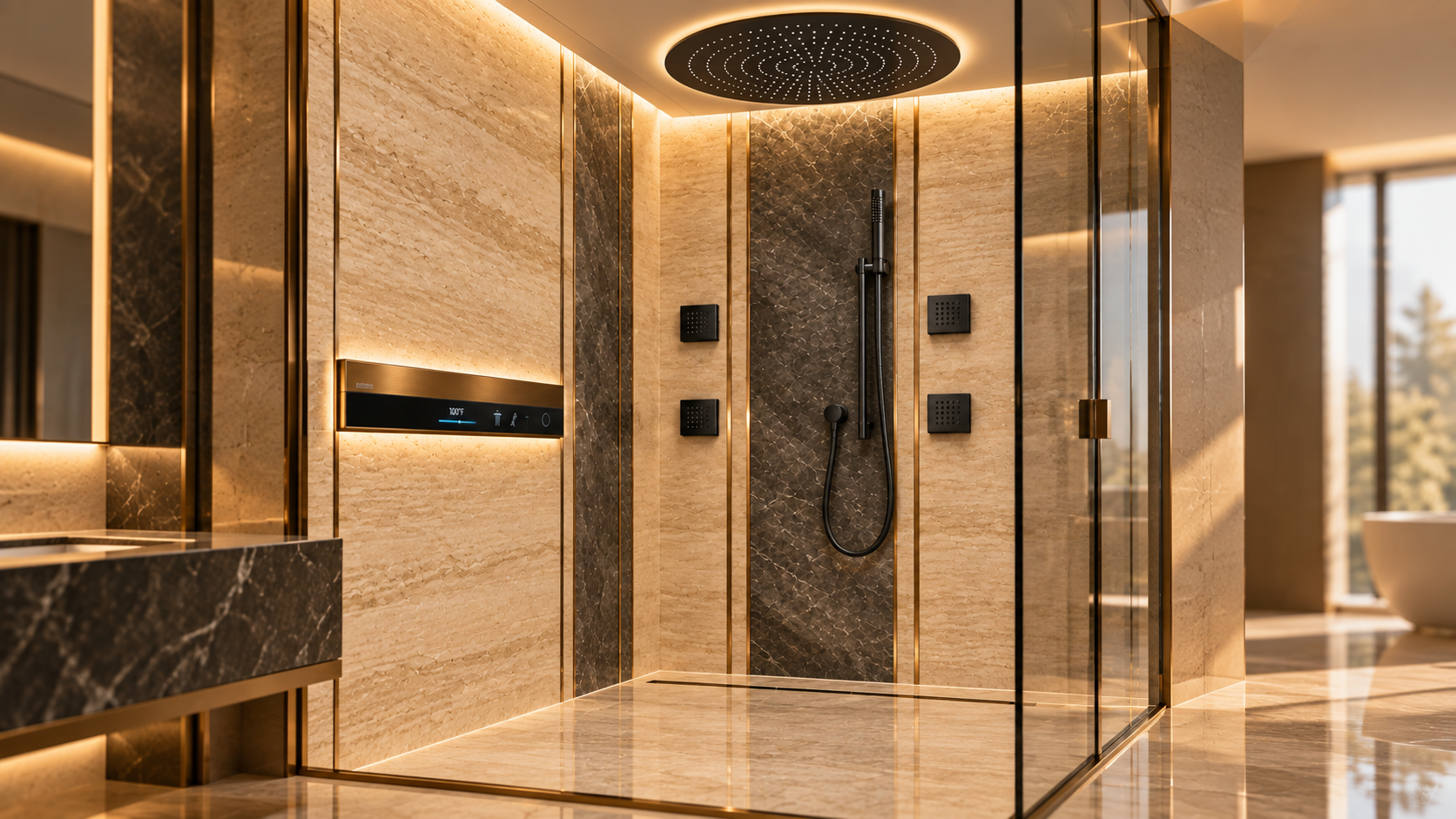 Oversized luxury shower heads for premium residential bathrooms