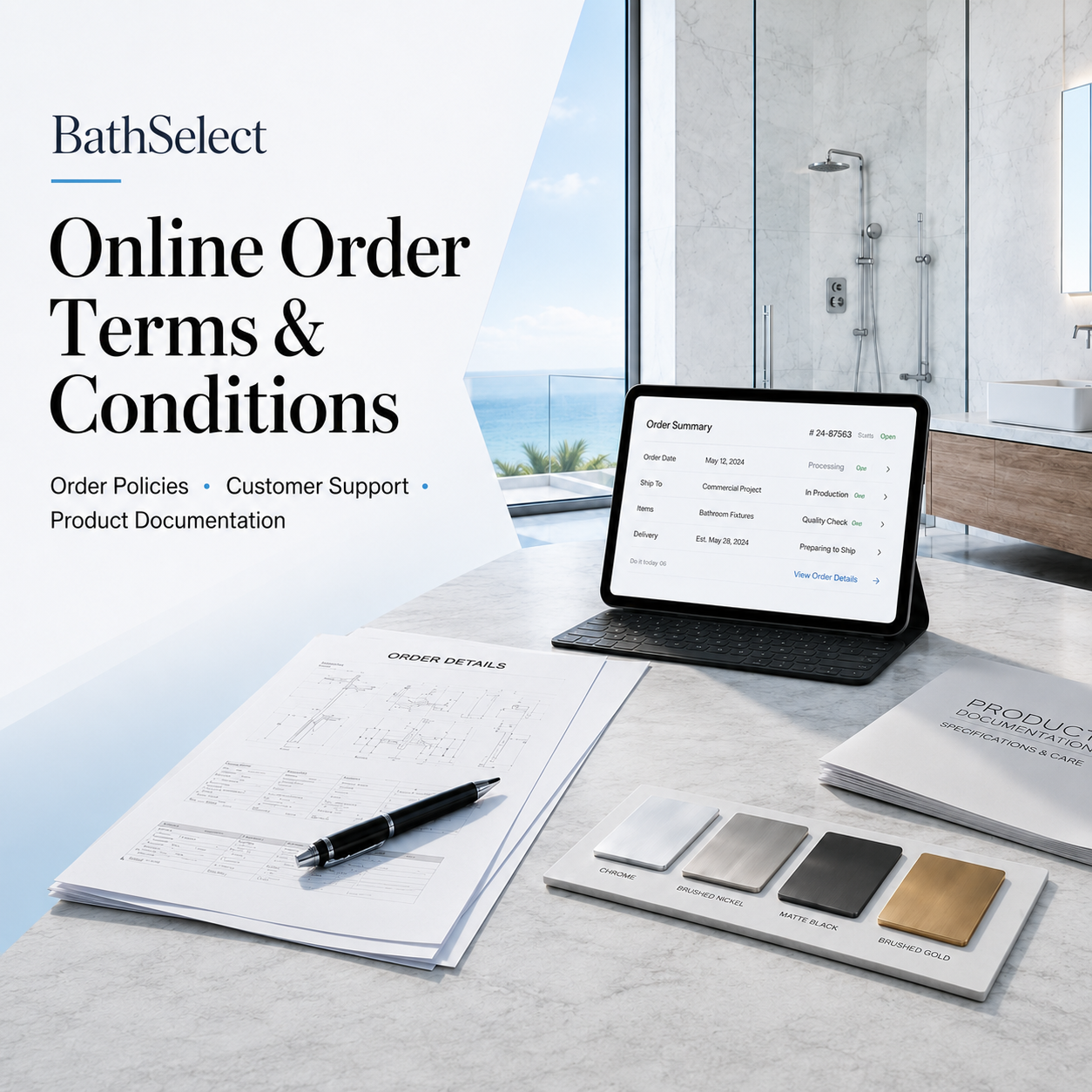 BathSelect online order policy and customer support document review