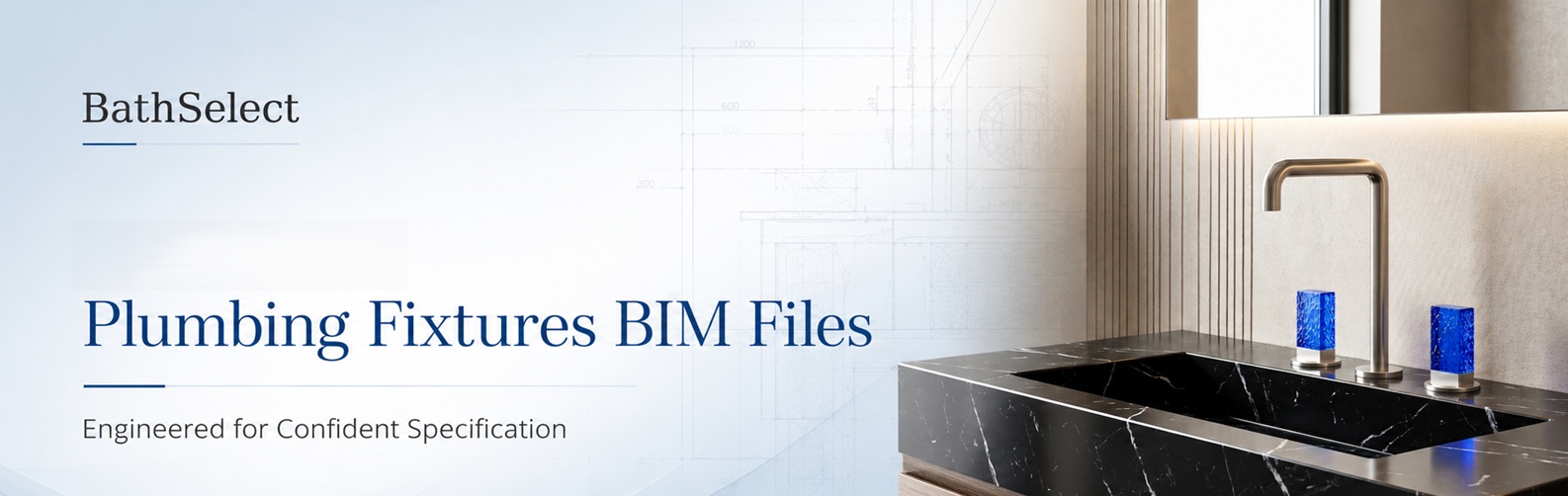 BathSelect plumbing fixture with black marble basin and BIM files for architectural, engineering, and specification projects