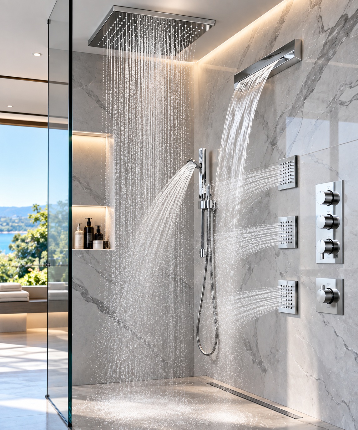 BathSelect multifunctional shower system in polished chrome finish