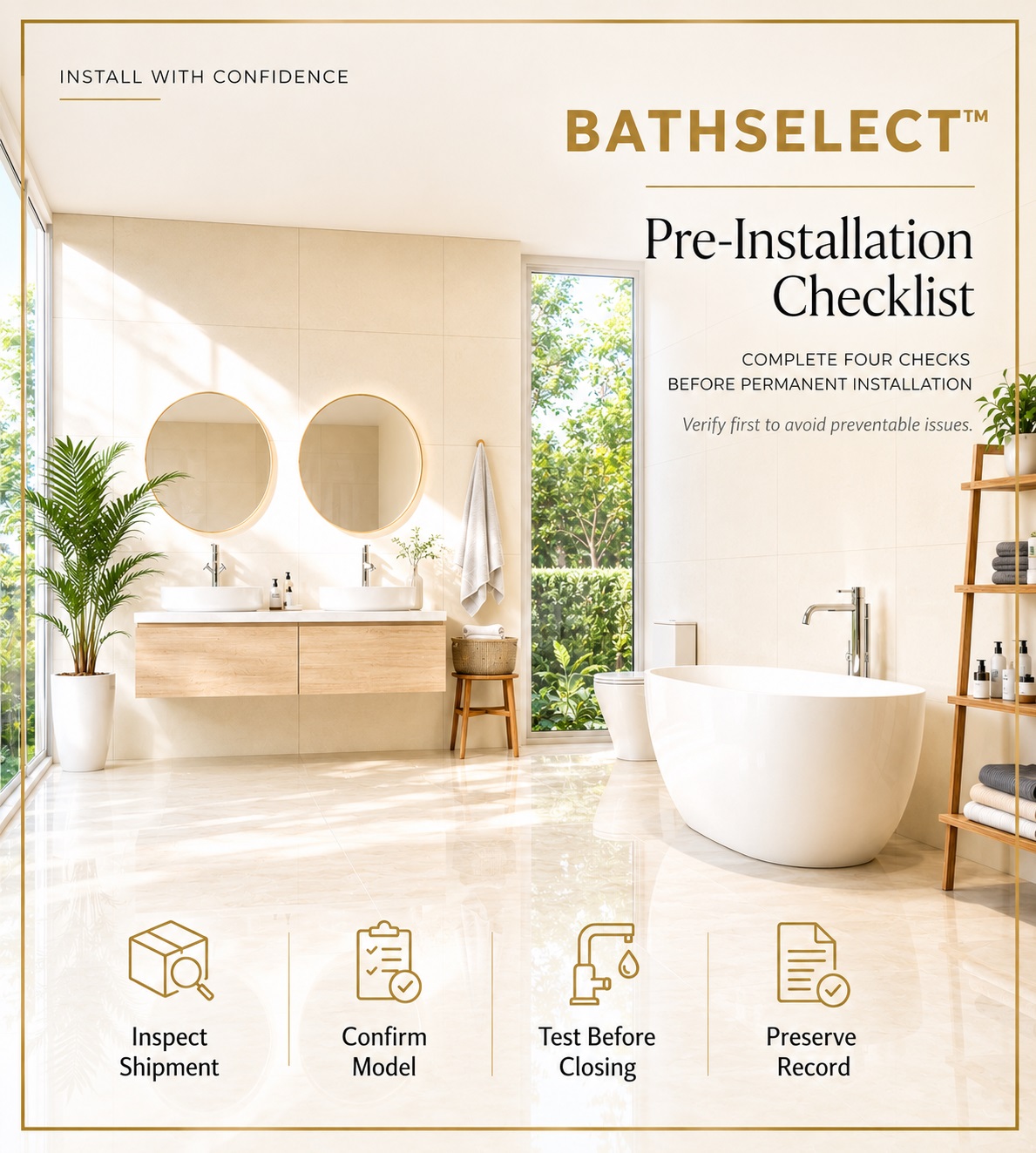 BathSelect luxury shower system rough-in and pre-installation planning