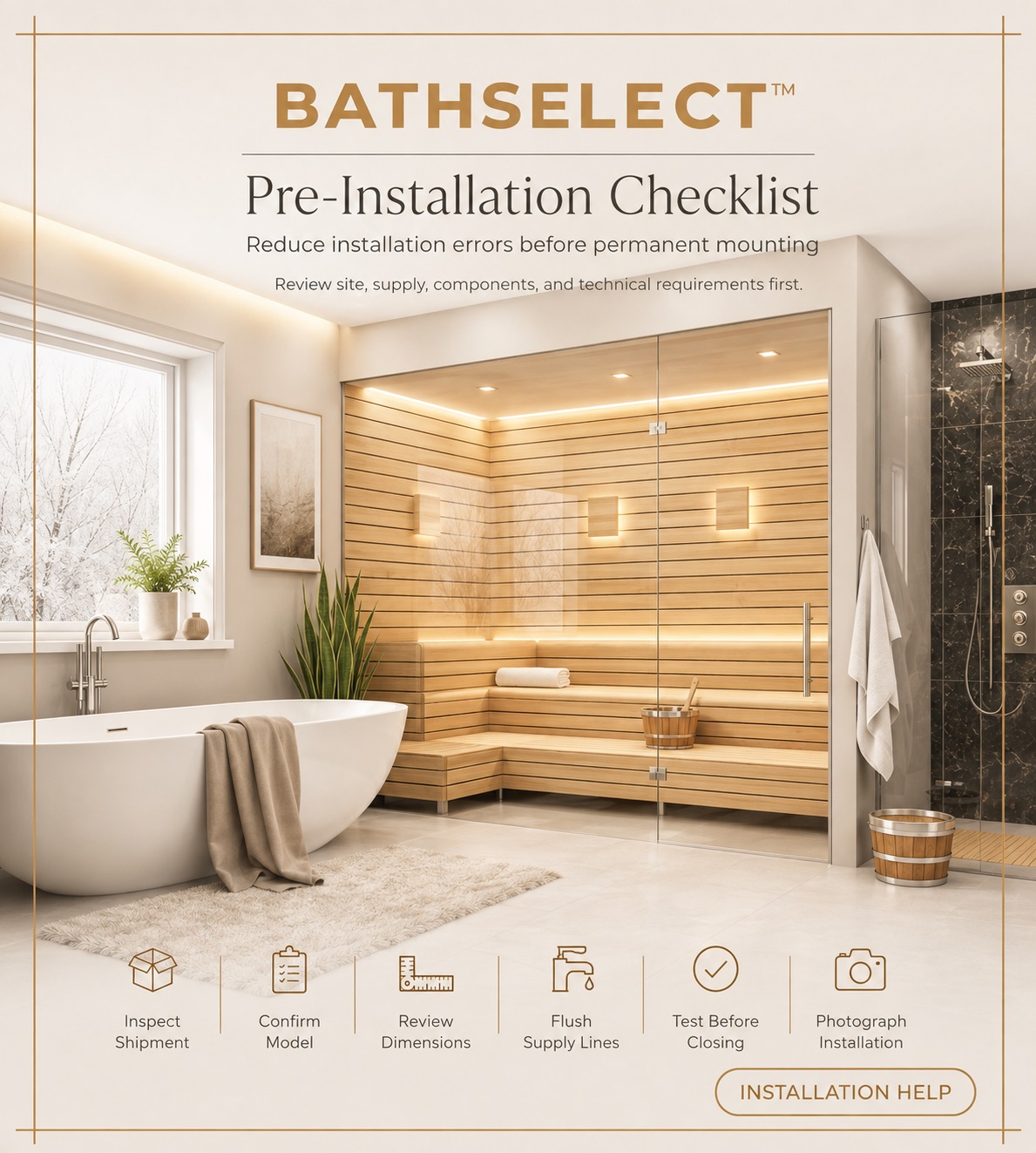 BathSelect luxury shower system installation planning and technical support