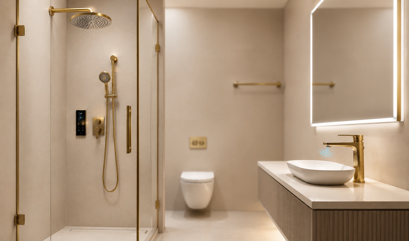Functional design and material innovation bathroom with refined fixtures and clean detailing