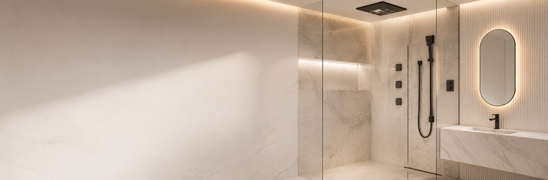 BathSelect complete luxury shower systems with rainfall showerheads, thermostatic controls, handheld showers and body spray configurations