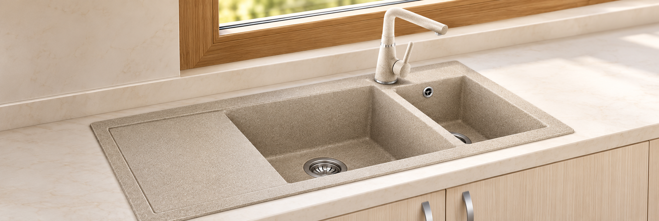 Verona white double bowl undermount kitchen sink