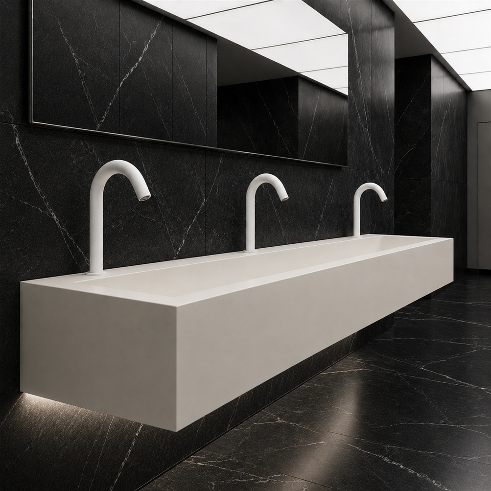 Commercial faucet specification compliance map linking ASME A112.18.1, NSF ANSI 61, ASTM B117, ADA access requirements, and product submittal documentation