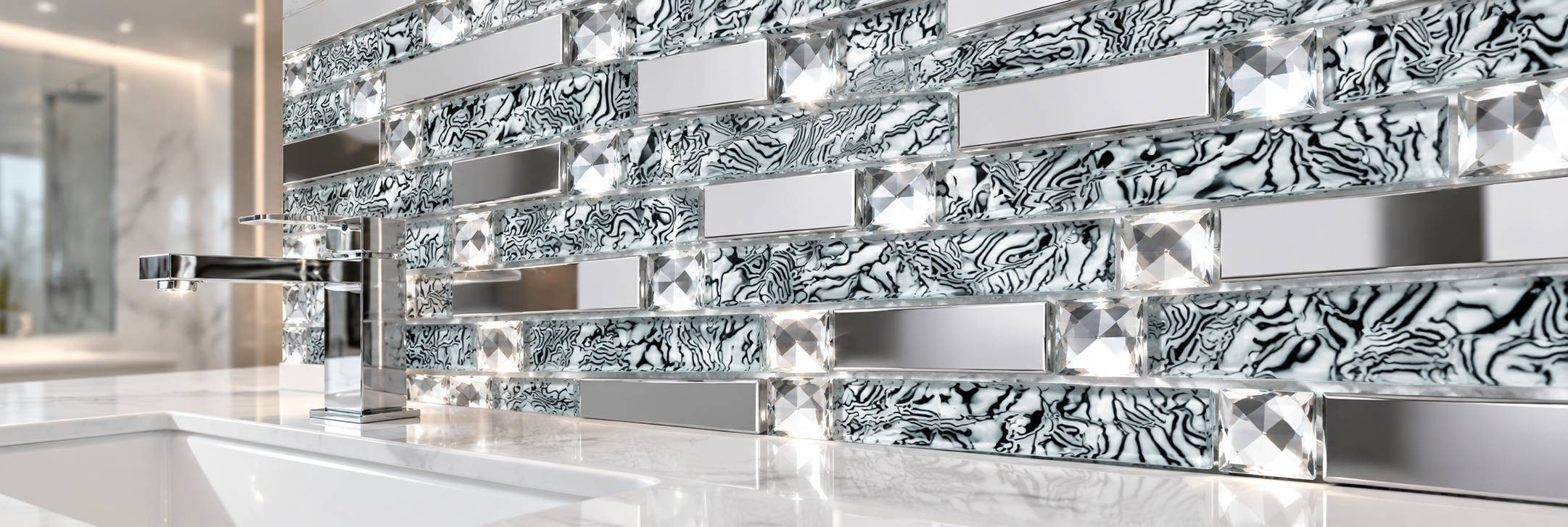 BathSelect glass mosaic tile for bathroom walls floors and decorative backsplashes
