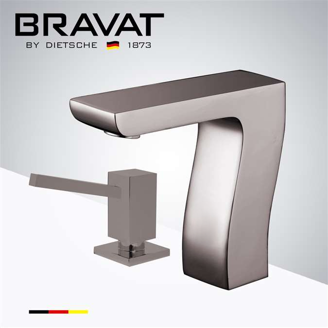 BathSelect Brushed Nickel Infrared Automatic Electronic Commercial Faucet with Manual Soap Dispenser