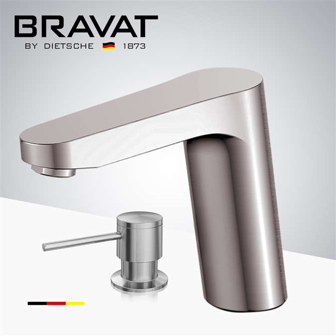 BathSelect Brushed Nickel Infrared Automatic Electronic Commercial Faucet with Manual Soap Dispenser