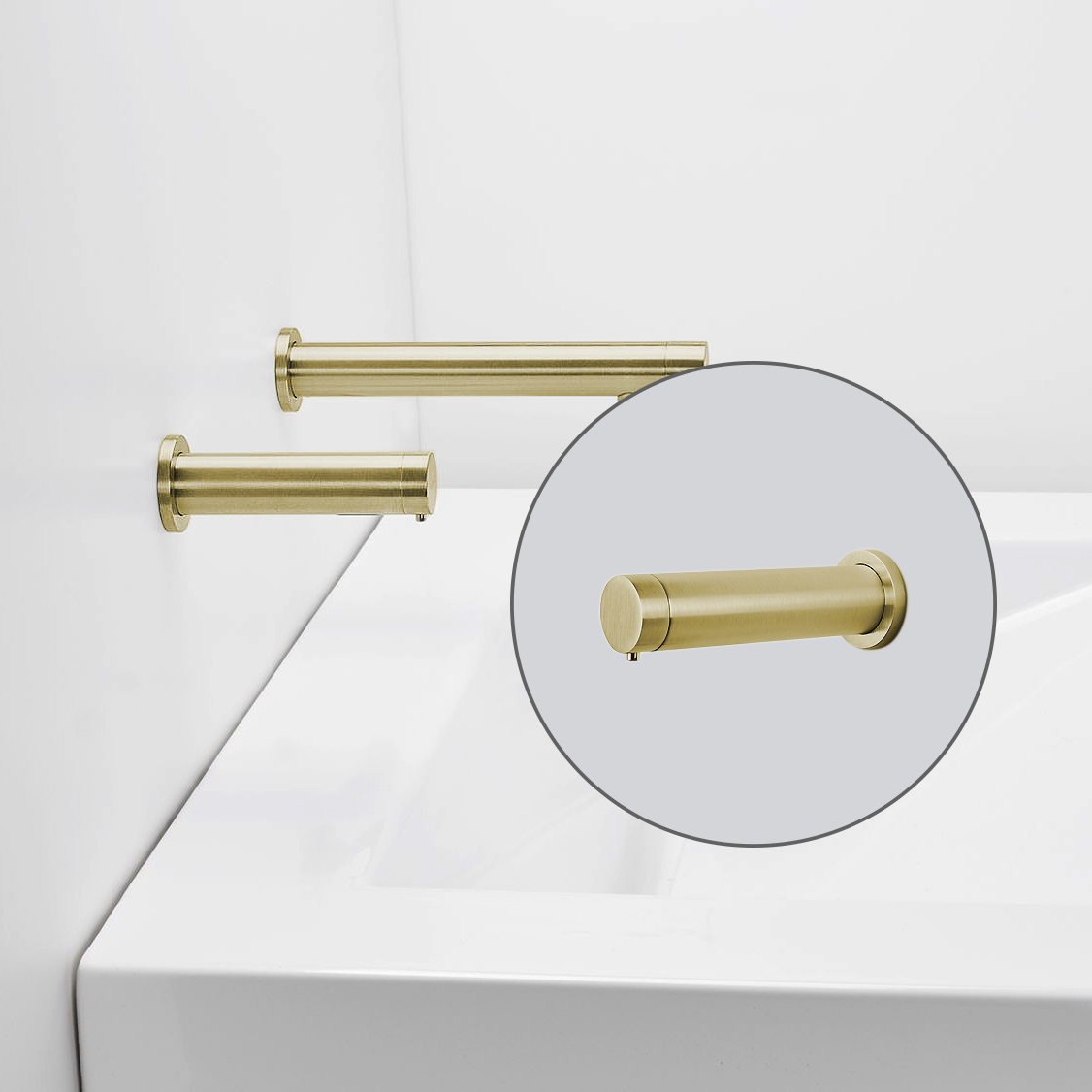 Luna Brushed Gold Finish Commercial Dual Sensor Faucet And Touchless Soap Dispenser
